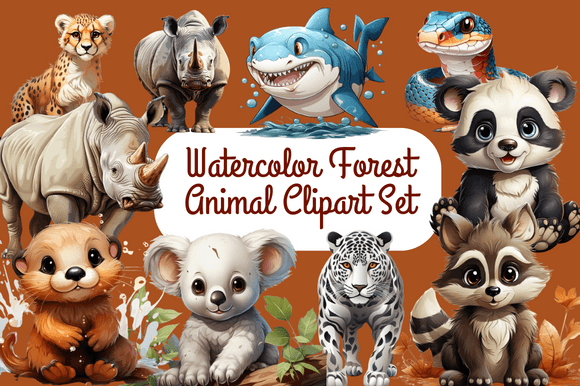 Download Watercolor Forest Animal Clipart Set - Watercolor forest animal Collection