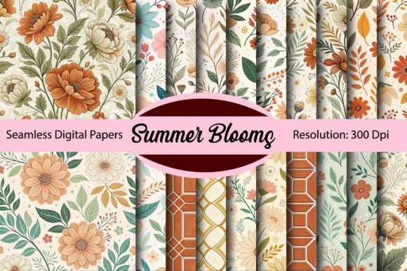 Download SUMMER BLOOMS Seamless Digital Paper - Summer blooms Collection