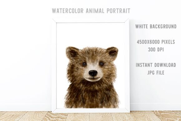 Download Watercolor Forest Animal Portrait Bear - Watercolor forest animal Collection