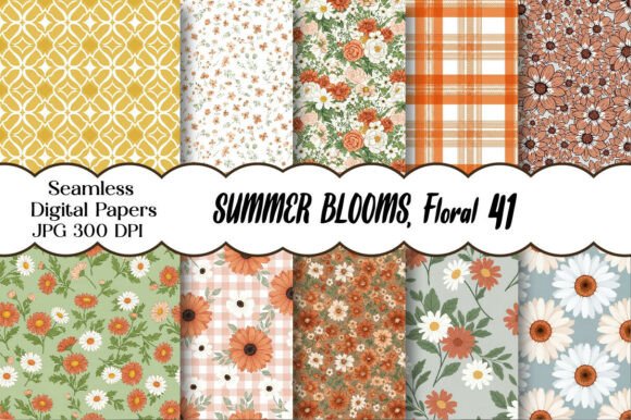 Download SUMMER BLOOMS, Floral Seamless Papers - Summer blooms Collection