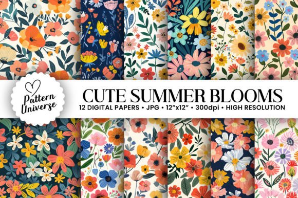 Download Cute Summer Blooms Seamless Patterns - Summer blooms Collection