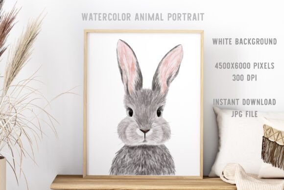 Download Watercolor Forest Animal Rabbit Portrait - Watercolor forest animal Collection