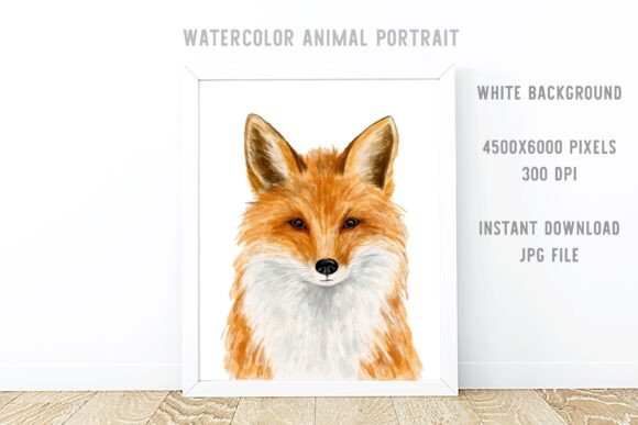 Download Watercolor Forest Animal Fox Portrait - Watercolor forest animal Collection