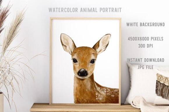 Download Watercolor Forest Animal Deer Portrait - Watercolor forest animal Collection