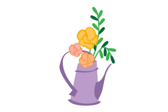 Download Watering Can with Summer Blooms - Summer blooms Collection
