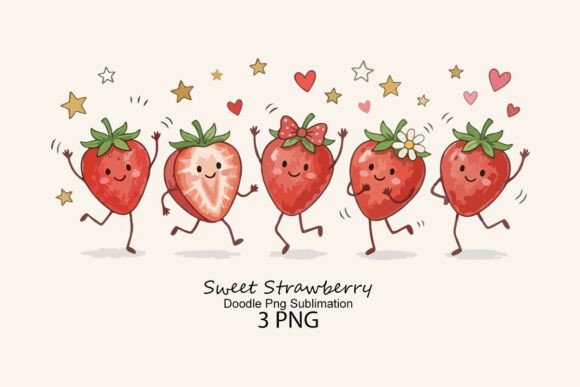 Download Sweet Strawberry Doodle Png Sublimation - Strawberry Collection