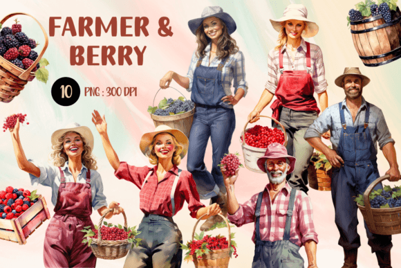 Download Watercolor Farmer and Berry Clipart - Berry clipart Collection