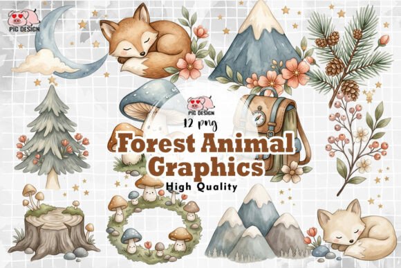 Download Watercolor Forest Animal Graphics PNG - Watercolor forest animal Collection