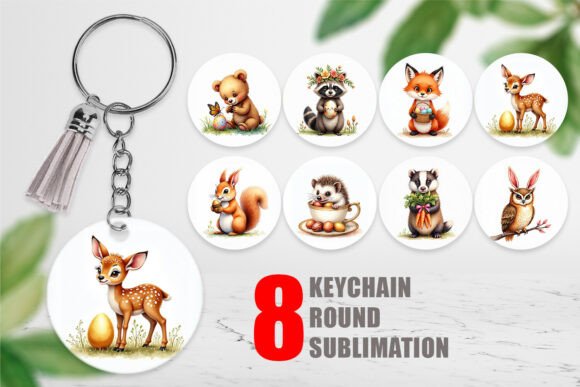 Download Watercolor Forest Animal Easter Keychain - Watercolor forest animal Collection