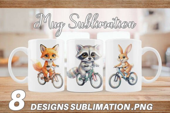 Download Watercolor Forest Animal Bike Mug Wrap - Watercolor forest animal Collection
